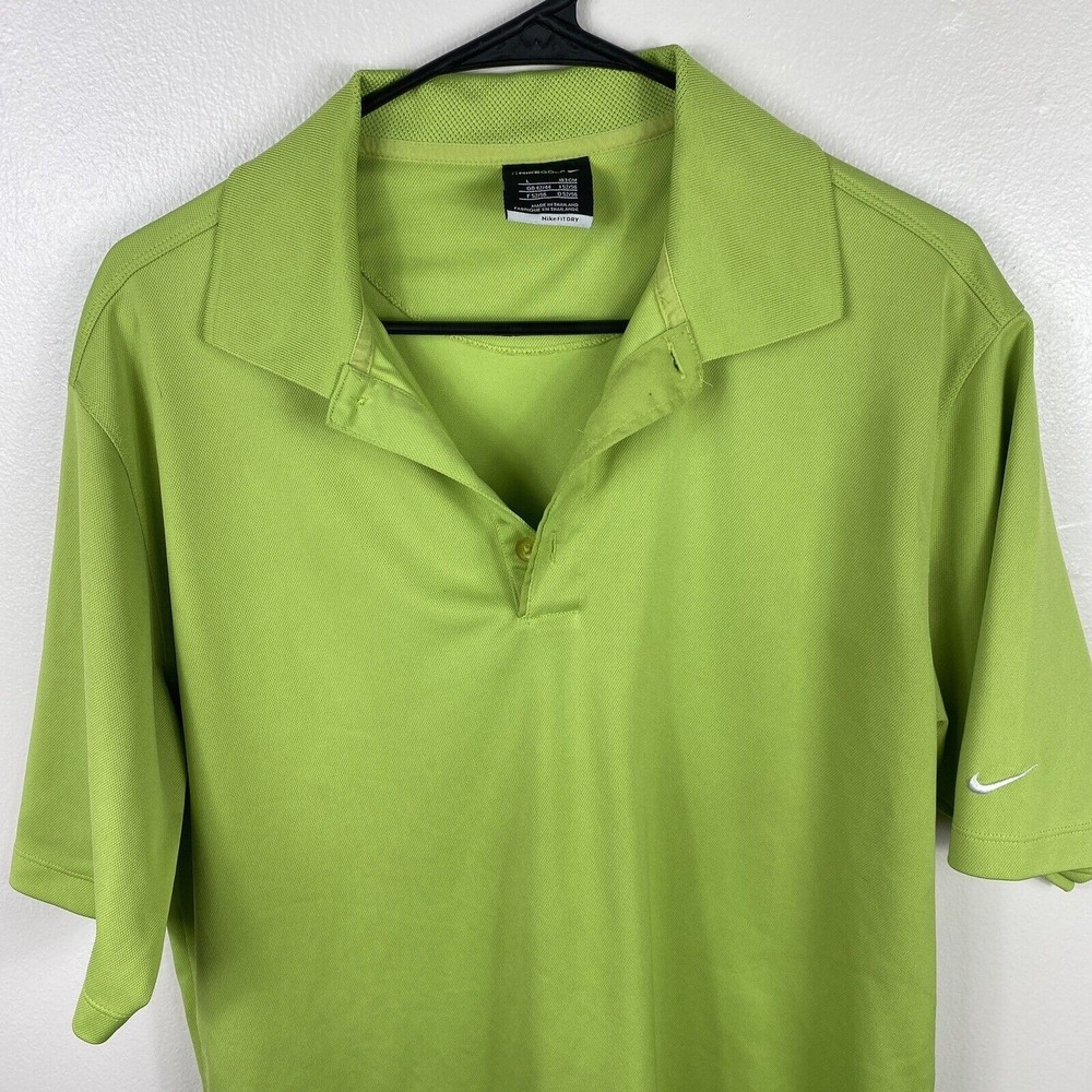 Nike Polo Shirt Adult Men's L Outdoor Lightweight Green Golfer Performance
